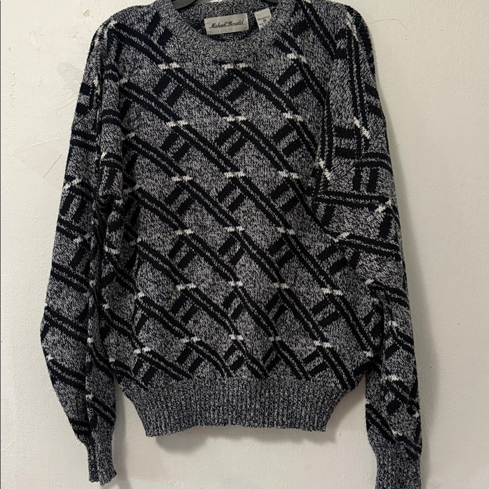 Michael Gerald Vintage Gray Acrylic Cardigan Sweater Men’s Size Medium